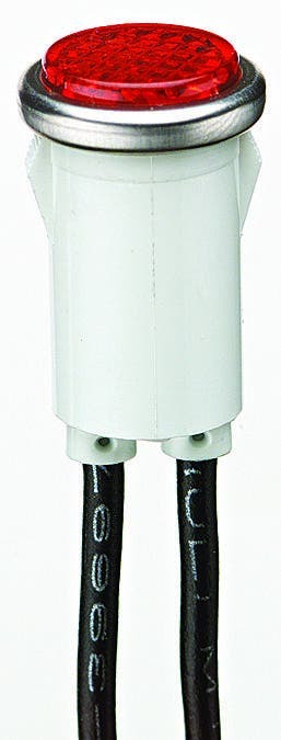 IDEAL, Indicator Light, Flush, Wattage: 1/3 WTT, Voltage Rating: 125 V, Amperage Rating: 2 MILAMP Max, Color: Amber Lens, Average Life: 25000 HR, Operating Temperature: Nylon Body: 140 DEG C, Polycarbonate Lens: 135 DEG C, Mounting: 1/2 IN Diameter, Bezel: 0.100 IN Height, Flammability Rating: 94V-2, Material: Nylon Body With Flush Transparent Polycarbonate Lens And Stainless Steel Bezel, Lamp Type: Neon, Termination Style: 6 IN Wire Leads