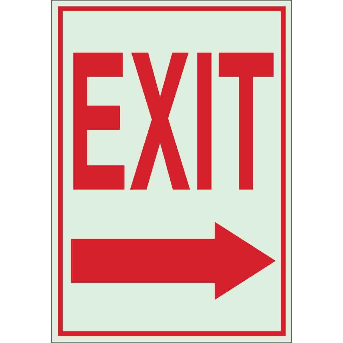 B324 14X10 RED/WHT EXIT W/RIGHT ARROW