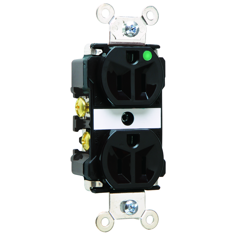 Extra Heavy-Duty Hospital Grade Duplex Receptacle Back and, Side Wire 15amp 125volt Black