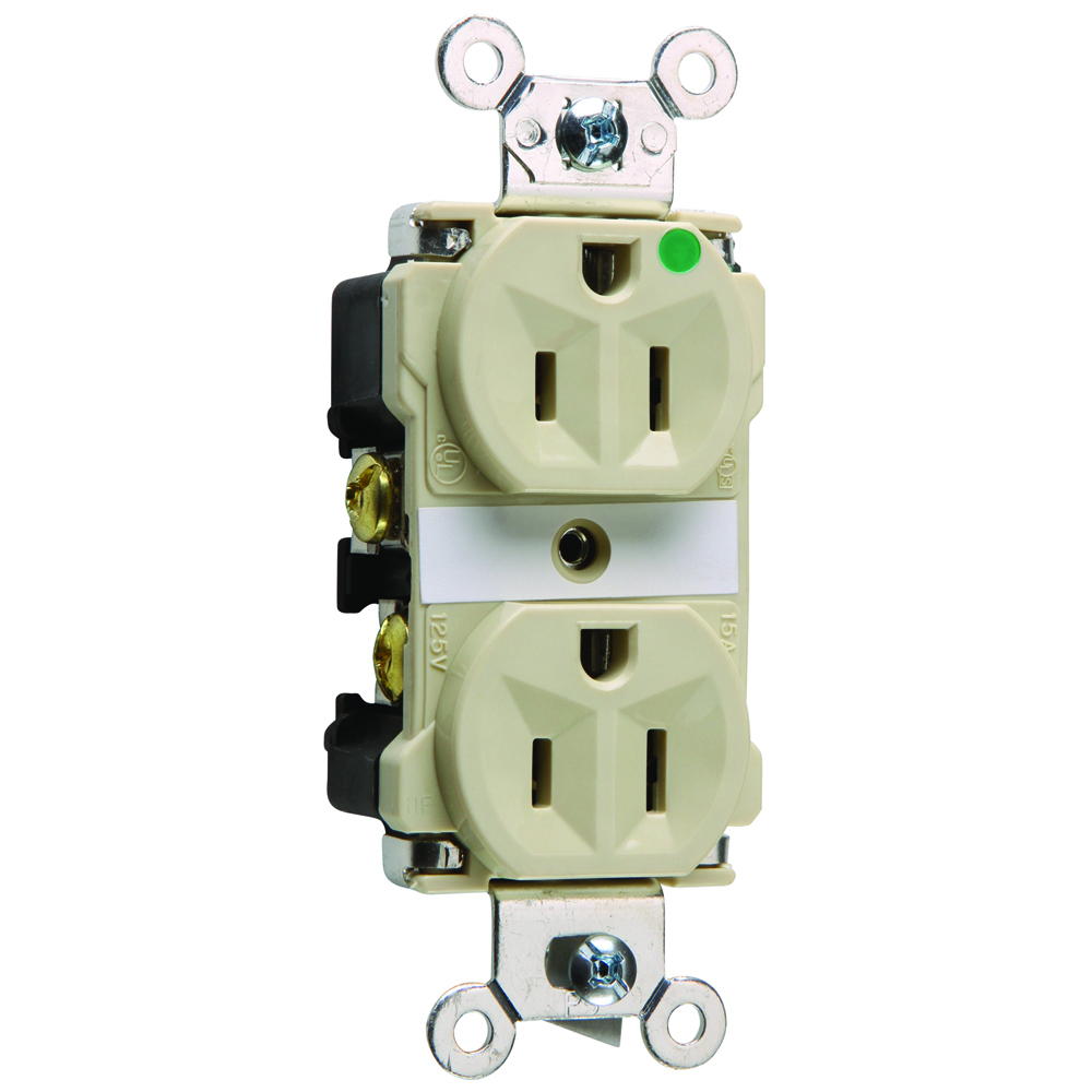 Extra Heavy-Duty Hospital Grade Duplex Receptacle Back and, Side Wire 15amp 125volt Ivory