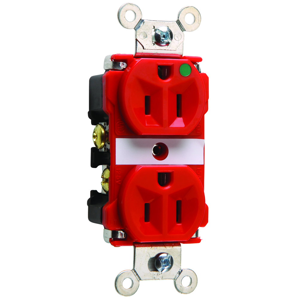 Extra Heavy-Duty Hospital Grade Duplex Receptacle Back and, Side Wire 15amp 125volt Red