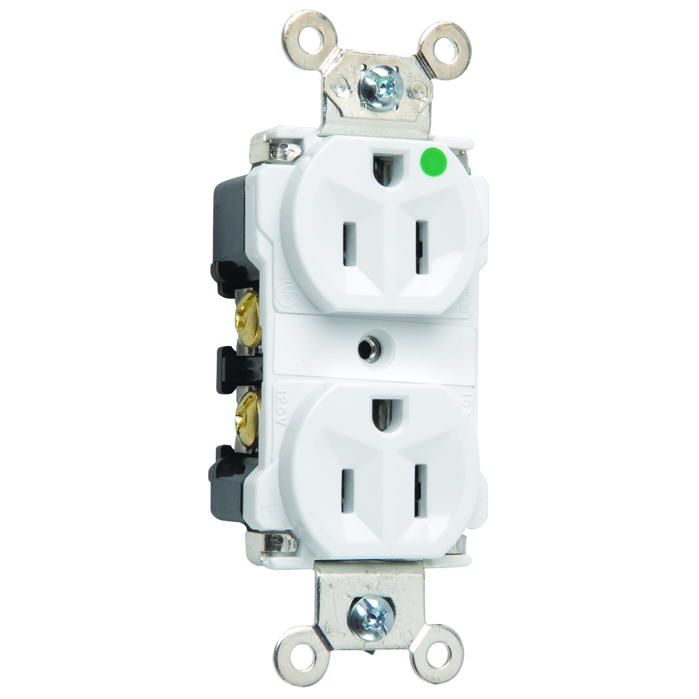 Extra Heavy-Duty Hospital Grade Duplex Receptacle Back and, Side Wire 15amp 125volt White