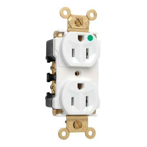Extra Heavy-Duty Hospital Grade MRI Duplex Receptacle, Back and, Side Wire, 15amp 125volt, White