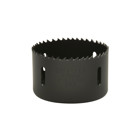 Bi-Metal Hole Saw, Actual Hole Size 3".  Cut through steel, tin, aluminum, fiberglass, wood and plastic.  Deep 1-5/8" (41.3 mm) cutting depth allows for cutting through 2" x 4" wood studs.  Extra-tough bi-metal blade- we use the highest grade oftool steel to outlast competitor's blades. That beats premature saw replacement and saves you money.  Steam oxide finish - no paint to gum up and slow cutting.  The saw runs cooler for longer life and better performance.  Extra-thick backplate minimizes vibration for smoother, easier, less tiring cutting.  Made in USA.