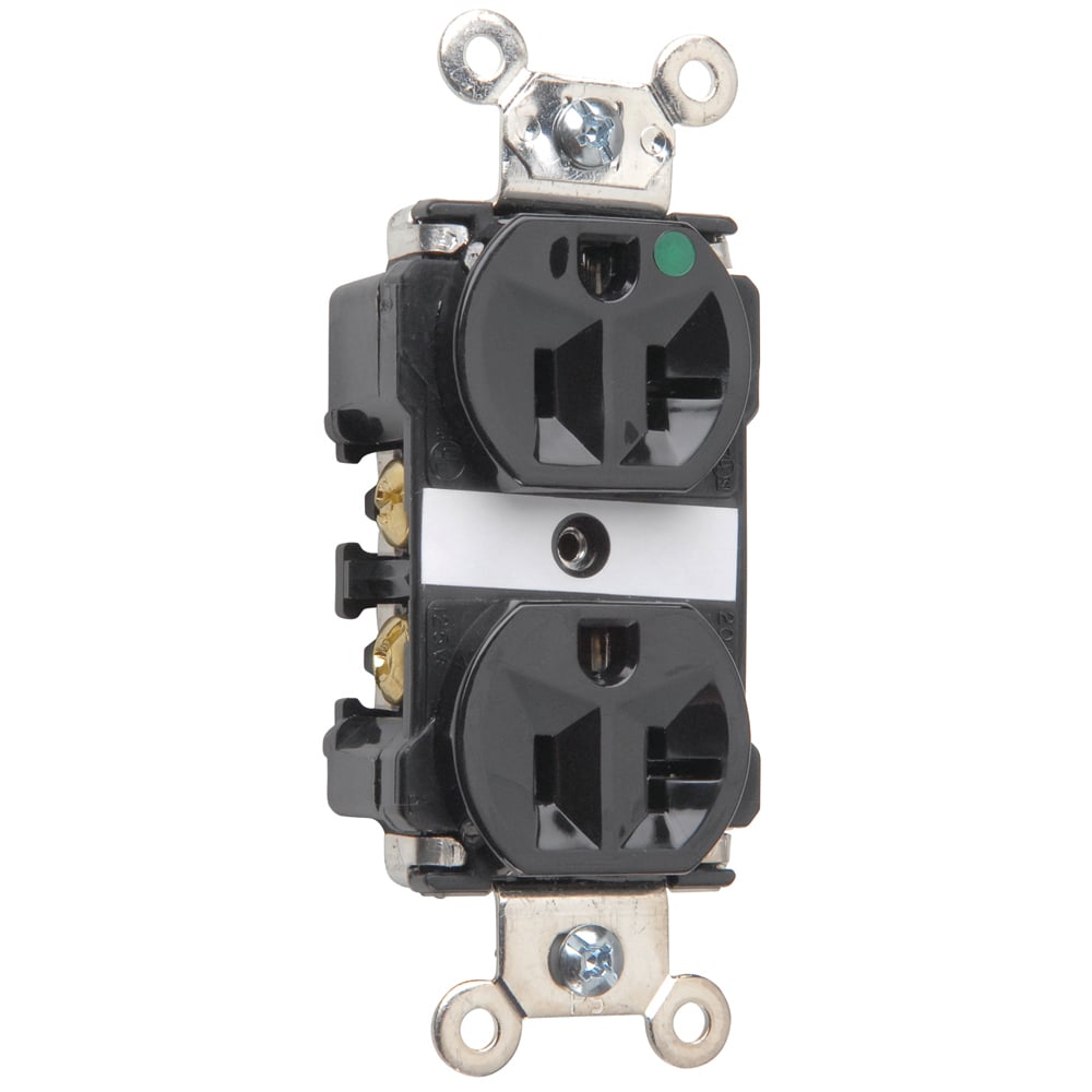 Extra Heavy-Duty Hospital Grade Duplex Receptacle Back and, Side Wire 20amp 125volt Black