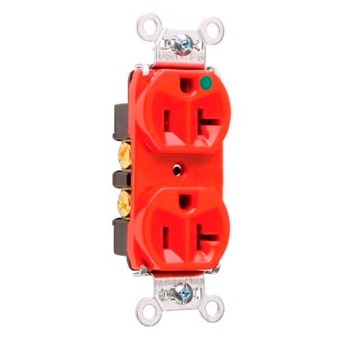 Heavy-Duty Hospital Grade Compact Design Duplex Receptacle Back and, Side Wire 20amp 125volt Red