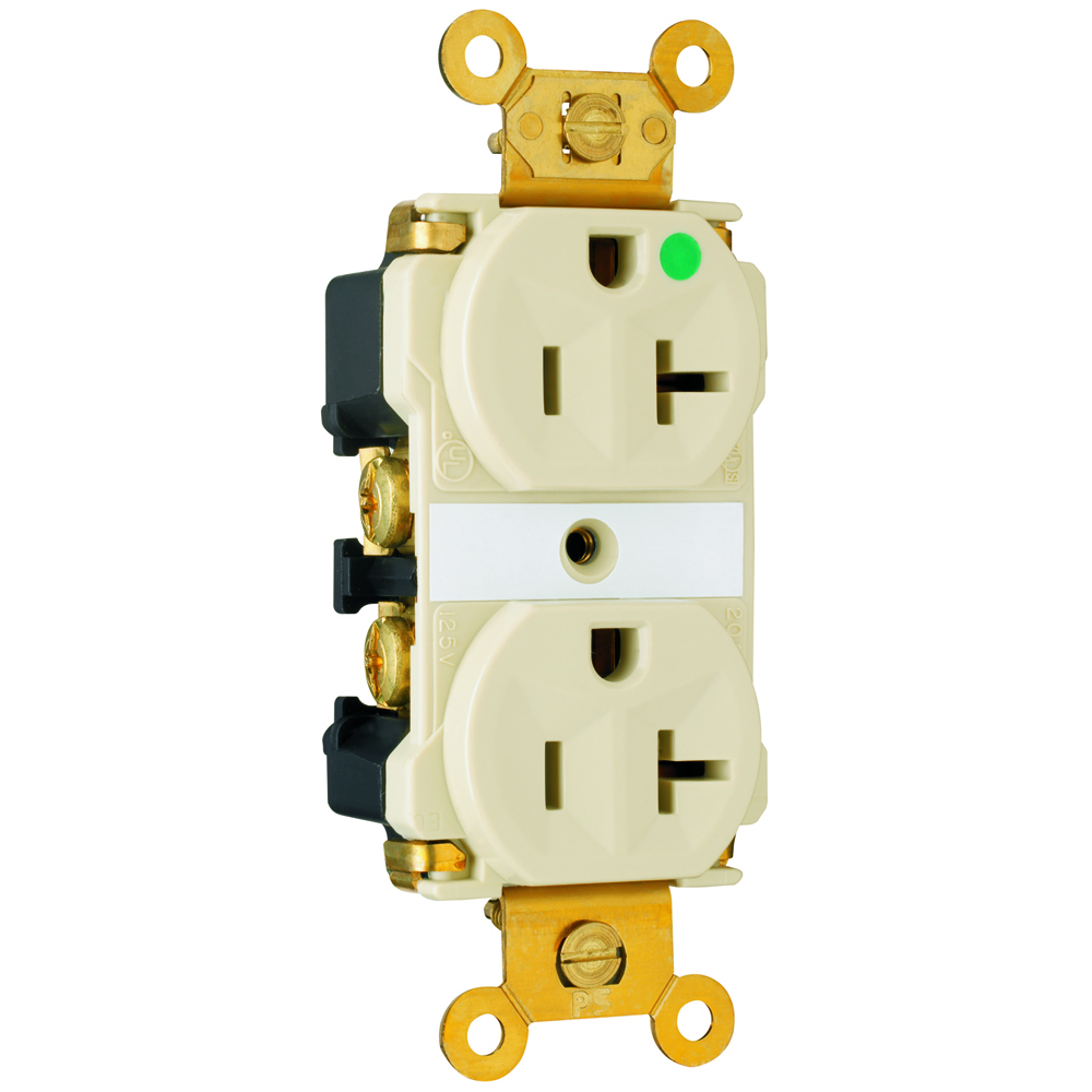 Extra Heavy-Duty Hospital Grade MRI Duplex Receptacle Back and, Side Wire 20amp 125volt Ivory