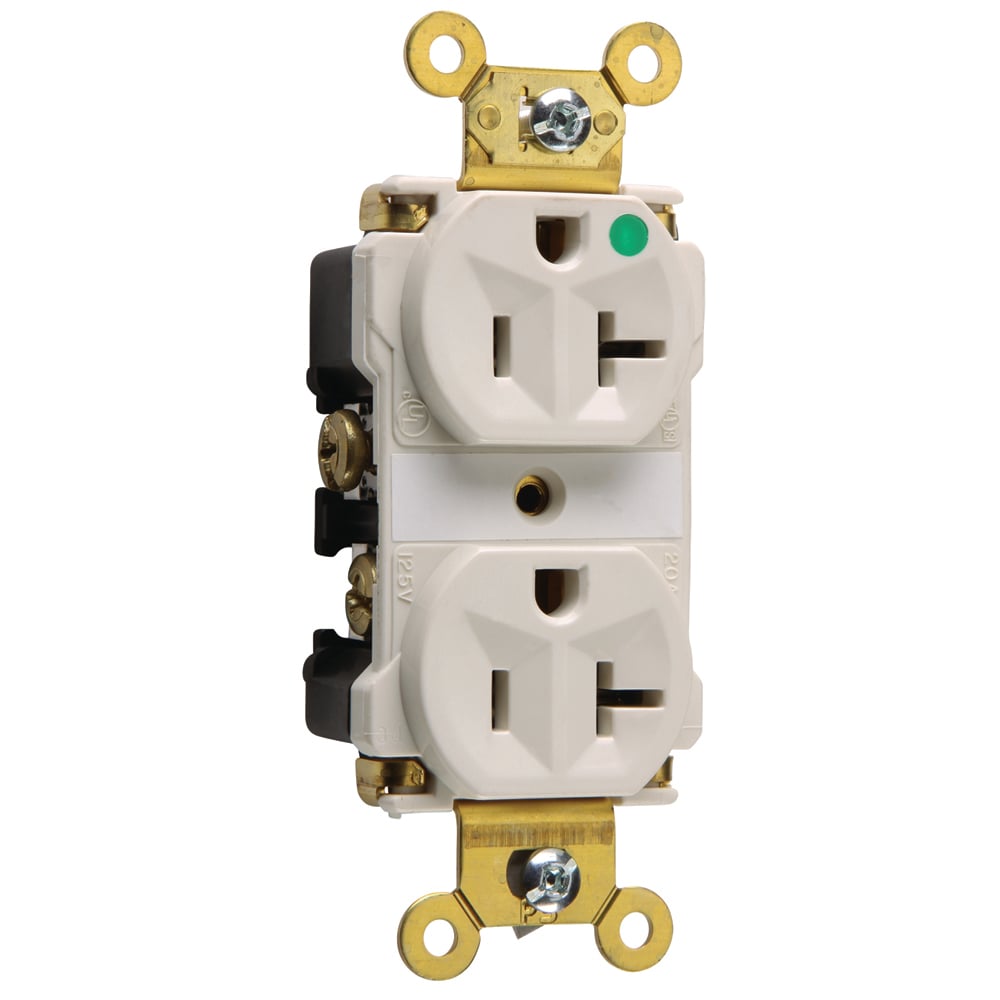 Extra Heavy-Duty Hospital Grade Duplex Receptacle Back and, Side Wire 20amp 125volt Light Almond