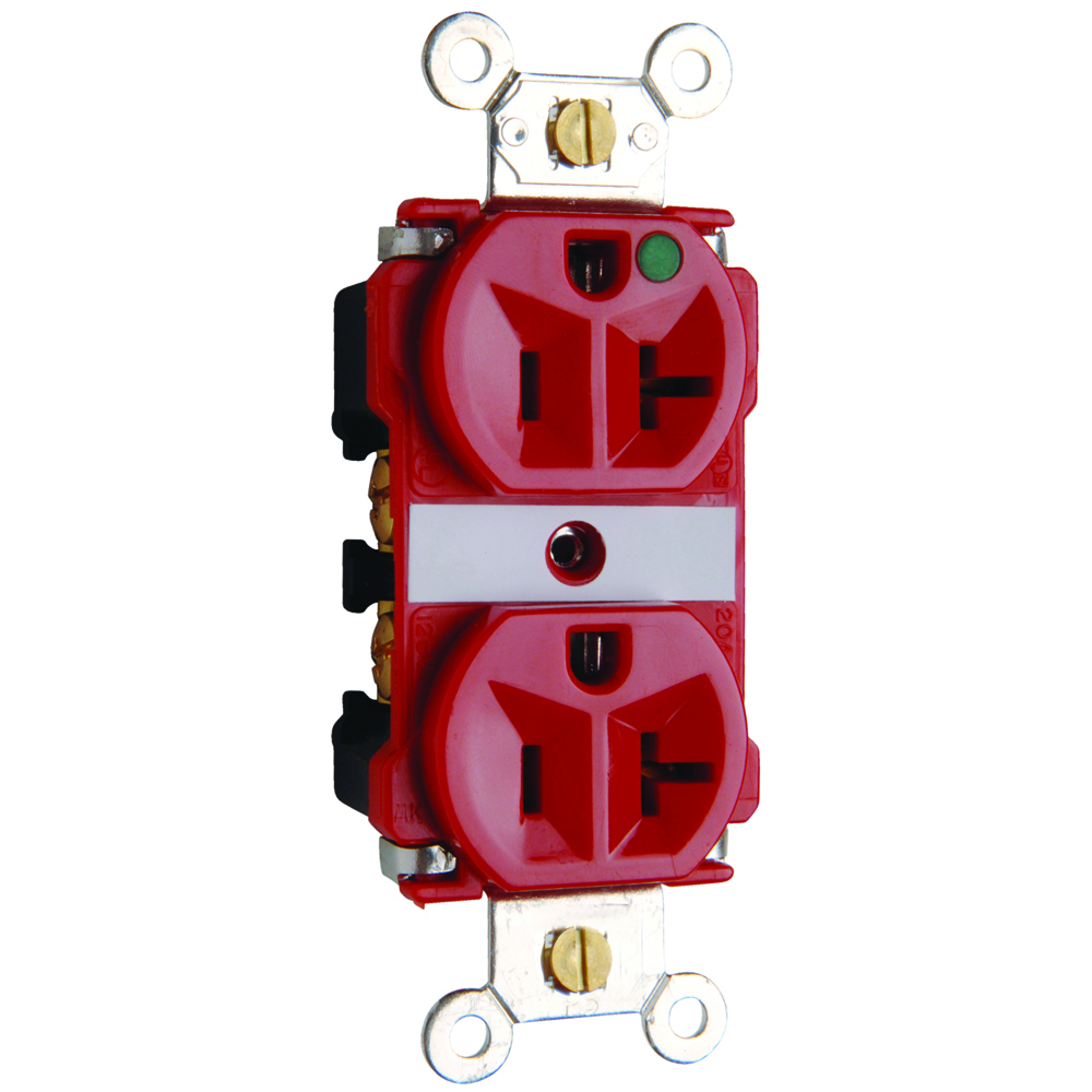 Extra Heavy-Duty Hospital Grade MRI Duplex Receptacle, Back and, Side Wire, 20amp 125volt, Red