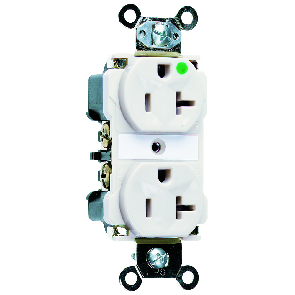 Extra Heavy-Duty Hospital Grade Duplex Receptacle Back and, Side Wire 20amp 125volt White