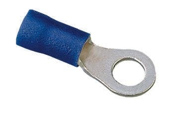 IDEAL, Ring Terminal, Vinyl Ring, Cable Size: 16 - 14 AWG, Stud Size: 6 IN, Number Of Holes: 1, Insulation: Vinyl Insulated, Material: Tin Plated Brass