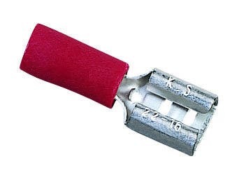 IDEAL, Disconnect Terminal, Vinyl Insulated, Wire Size: 22 - 18 AWG, Voltage Rating: 300 V, Material: Brass, Finish: Tin-Plated, Insulation: 0.150 IN Diameter, Connection: Female, Tab Size: 0.110 IN X 020 IN, Temperature Rating: 75 DEG C