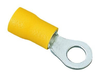 IDEAL, Ring Terminal, Vinyl Ring, Cable Size: 12 - 10 AWG, Stud Size: 10 IN, Number Of Holes: 1, Insulation: Vinyl Insulated, Material: Tin Plated Brass