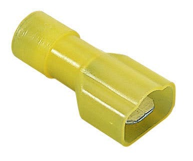 IDEAL, Disconnect Terminal, Fully Insulated, Wire Size: 12 - 10 AWG, Voltage Rating: 300 V, Material: Nylon, Insulation: 0.244 IN Diameter, Connection: Female, Tab Size: 0.250 IN X 032 IN, Temperature Rating: 105 DEG C