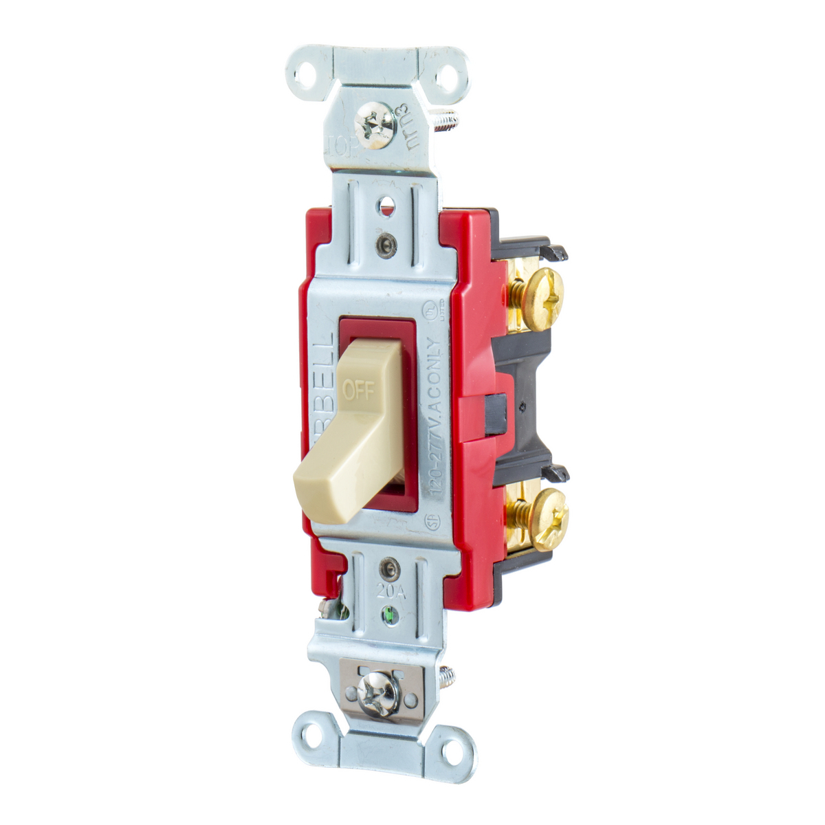 Switches and Lighting Controls, Hubbell- PRO Series, Toggle Switches, General Purpose AC, Single Pole, 20A 120/277V AC, Back and Side Wired , Ivory