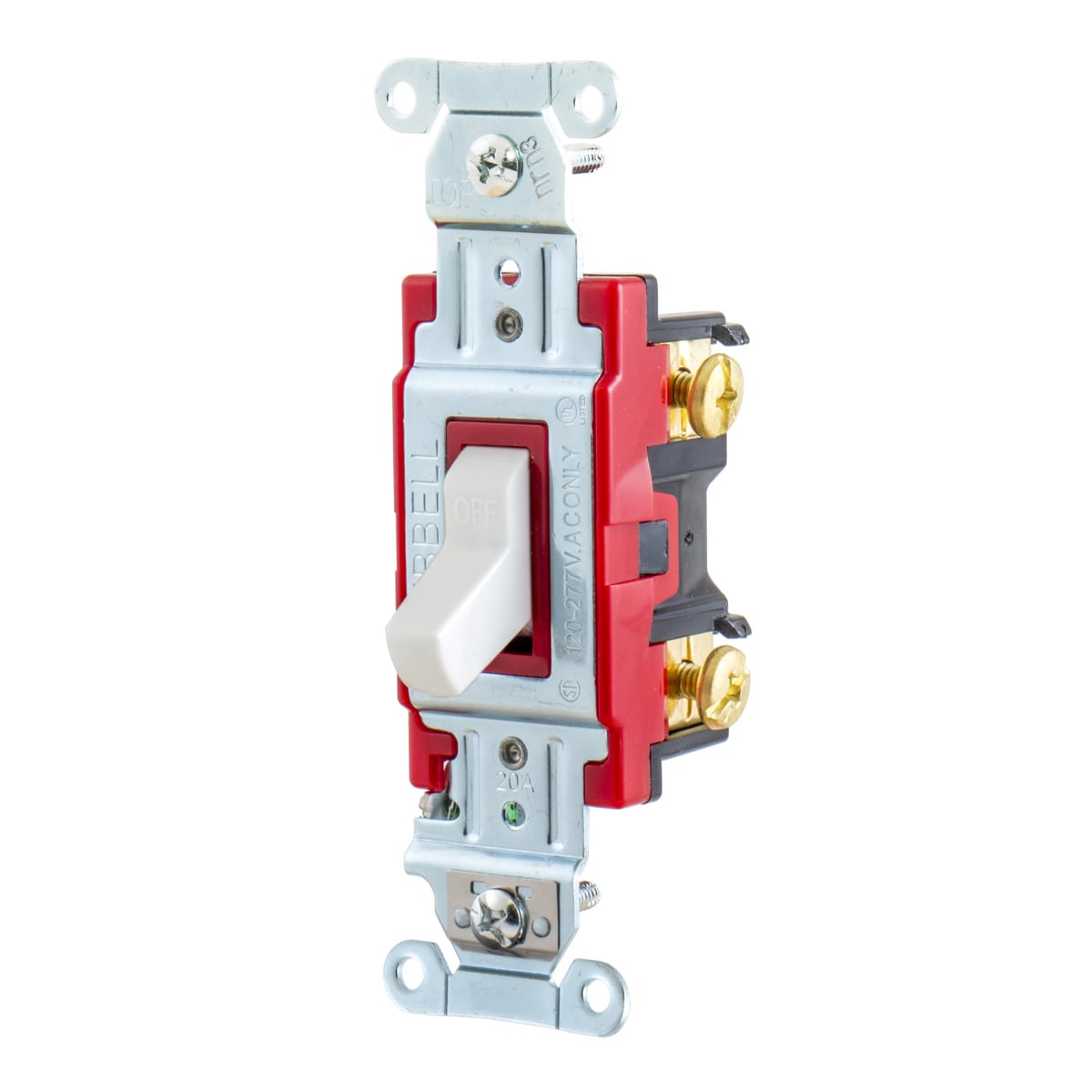 Switches and Lighting Controls, Hubbell- PRO Series, Toggle Switches,General Purpose AC, Single Pole, 20A 120/277V AC, Back and Side Wired, White