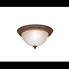 This Tannery Bronze Ceiling Light proves that simple can still be beautiful. It features satin etched glass, 13in. diameter, and its 2-light design uses 60-watt (max.) bulbs.