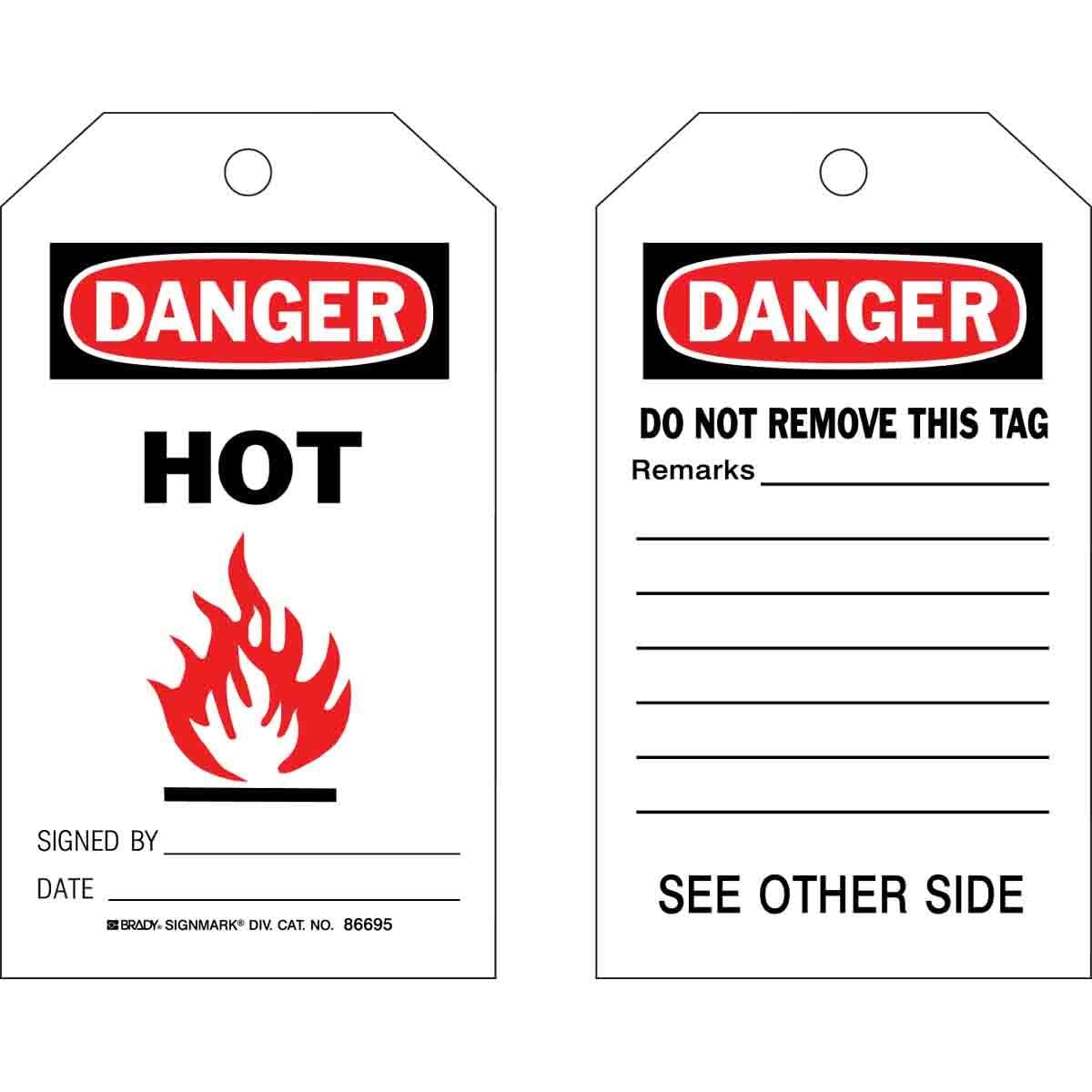 TAG B853 7X4 RED/BLK/WHT 2-SIDED 100/PKG