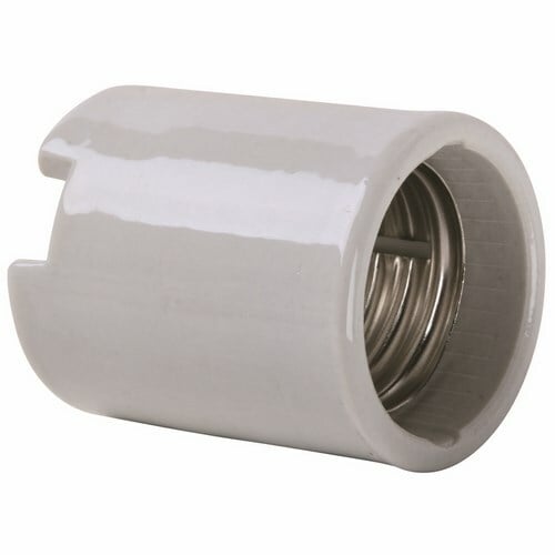 Mogul Base, porcelain, screw terminals, keyless, single pole with bushings, 4kv pulse rated. White.