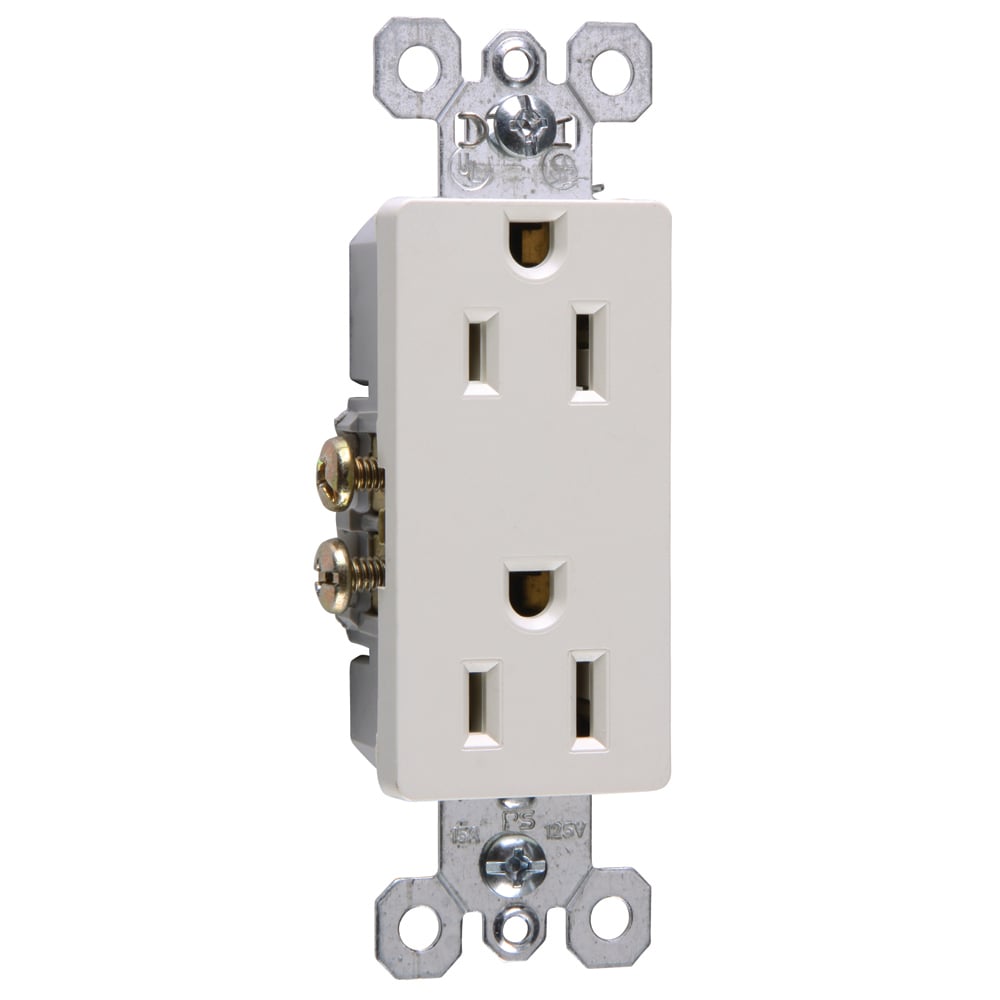 Decorator Duplex Receptacle,15amp 125volt,Side and, Speedwire, Light Almond