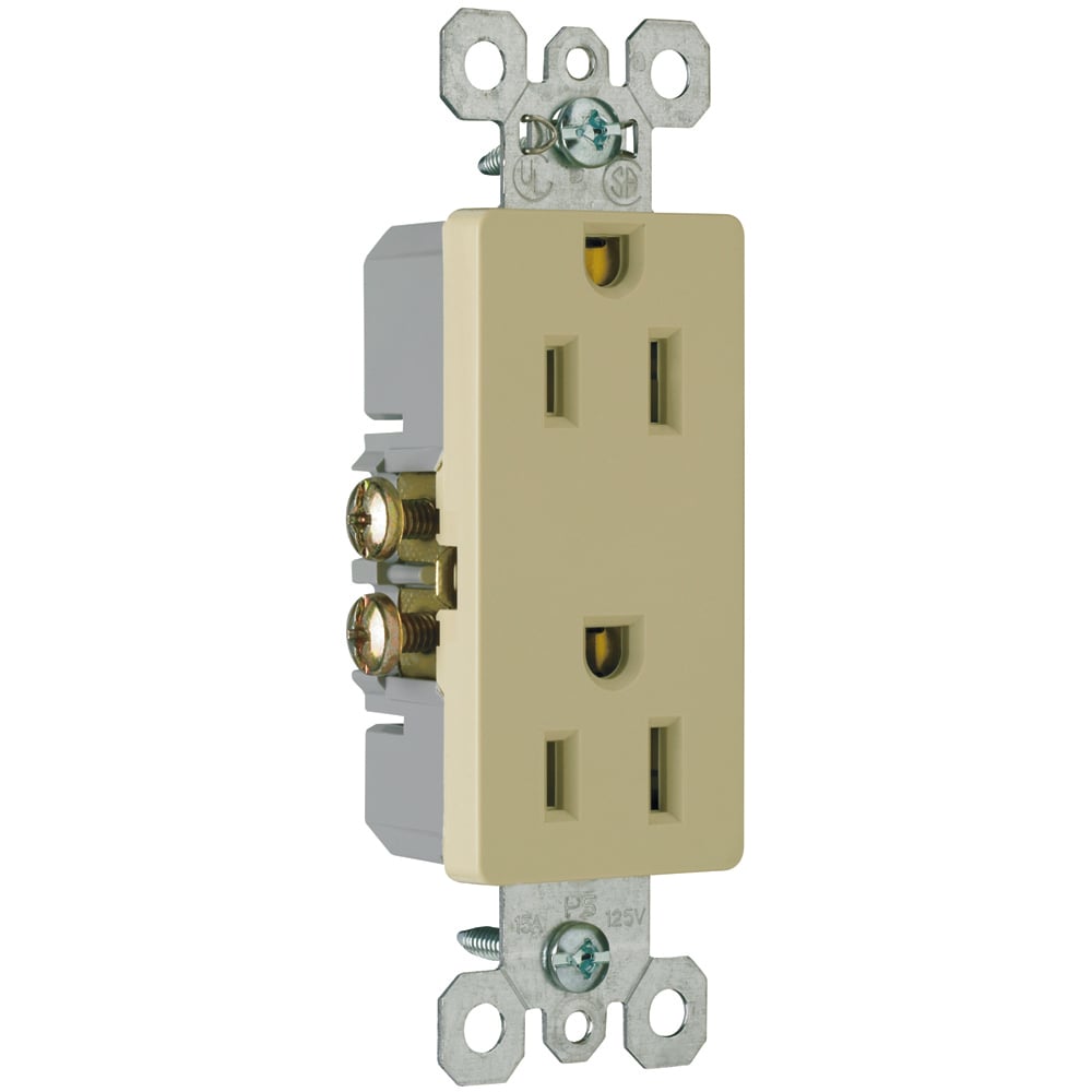 Sierraplex Receptacle,15amp 125volt Self-grounded, Ivory