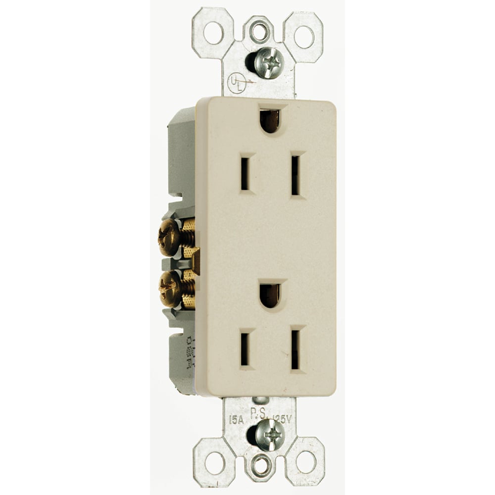 Sierraplex Receptacle, 15amp 125volt Self-ground, Light Almond