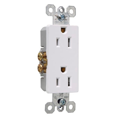 Sierraplex Receptacle, 15amp 125volt Self-grounded, White