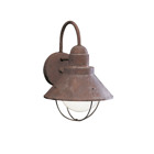 The Seaside(TM) 12in; 1 light outdoor wall light features a classic look with its Olde Brick and glass globe. The Seaside wall light works in several aesthetic environments, including rustic, coastal, traditional and transitional.