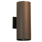 This Wall Cylinder features a unique two light design that shoots light both up and down your walls. It includes our Architectural Bronze finish and uses BR-40 bulbs which produce 120-watts (max.) of pure light. It measures 15in; high and is U.L. listed for damp location.