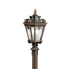 The Tournai(TM) 30in; 4 Light outdoor post light features an ornate look with its clear seeded glass and Londonderry(TM) finish. The Tournai wall light works in a traditional environment.