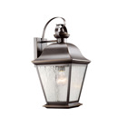 The Mount Vernon 19.5in; 1 light outdoor wall light features a classic look with its Olde Bronze finish and clear seeded glass. The Mount Vernon outdoor wall light is perfect in a traditional environment.