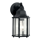 The Chesapeake(TM) Collection features a line of outdoor fixtures that embody America's coastal communities. Featuring a lantern-like shape, each piece is formed from die-cast aluminum by the finest craftsmen in the industry, providing the quality Kichler is synonymous for. This 10.5in. high outdoor 1-light wall lantern is the perfect way to update your home's profile while adding a classic touch. It includes our Black finish with clear glass panels, uses a 60-watt (max.) bulb, and is U.L. listed for wet locations.