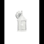 The Chesapeake(TM) Collection features a line of outdoor fixtures that embody America's coastal communities. Featuring a lantern-like shape, each piece is formed from die-cast aluminum by the finest craftsmen in the industry, providing the quality Kichler is synonymous for. This 12.5in. high outdoor 1-light wall lantern is the perfect way to update your home's profile while adding a classic touch. It includes our White finish with clear glass panels, uses a 100-watt (max.) bulb, and is U.L. listed for wet locations.