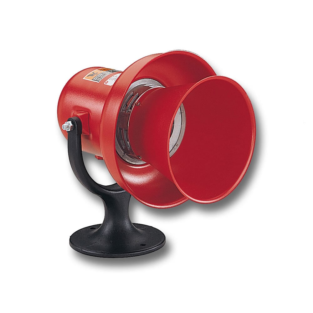 General Alarm Electro-Mechanical Siren, 120VAC/DC - Available with 120VAC/VDC universal motor. Rugged, durable and corrosion resistant. Maintenance free. Produces 103 dBa at 10 feet (113 dBa at 1 meter). Type 3R enclosure. UL and cUL Listed.