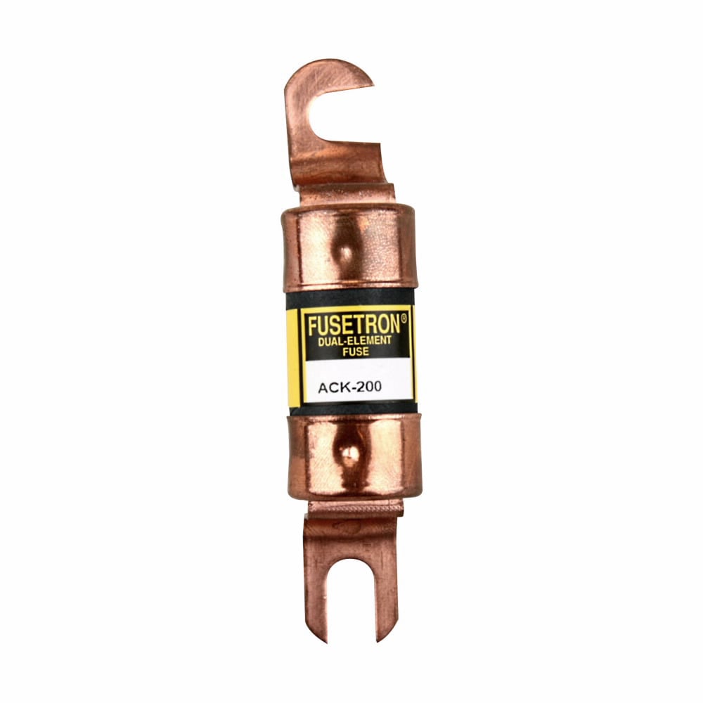 Eaton Bussmann Series ACK Fuse, Lift Truck & Battery Charger Fuse, Time delay, 200A, 72 Vdc, 100s at 200%, 35s 300%, 13s at 500% response time, Stud mounting, 1.062 in diameter, One-time use fuse type, Copper terminal material