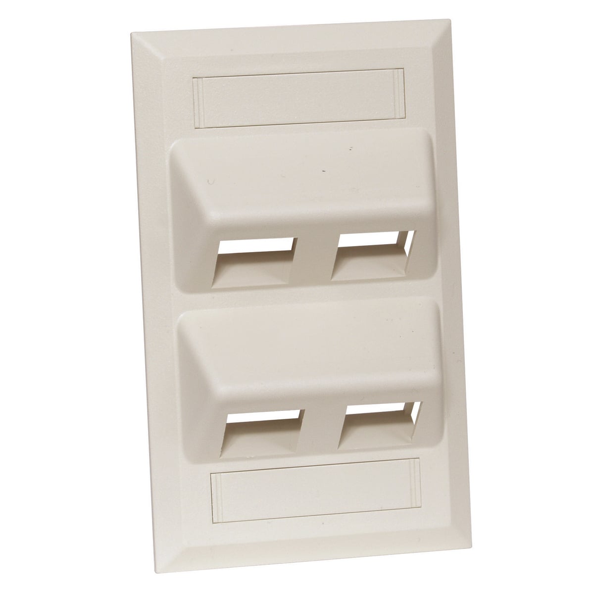 Phone/Data/Multimedia Component, AngledPlate, 4-Port, Telco Ivory
