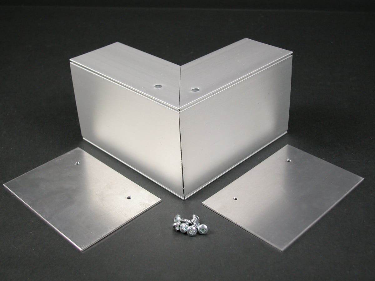 Raceway Elbow, External, 90 deg Bend, For Use With: AL3300 Series Raceway, Aluminum, Satin Anodized, 4-7/8 in L