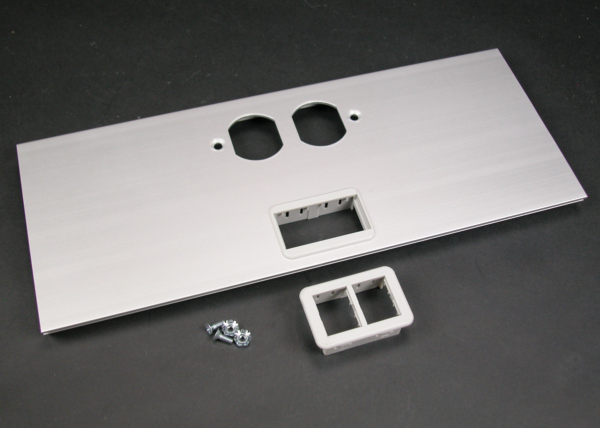 Raceway Duplex & Ortronics Cover Plate; 600 Volt, Aluminum, Satin Anodized