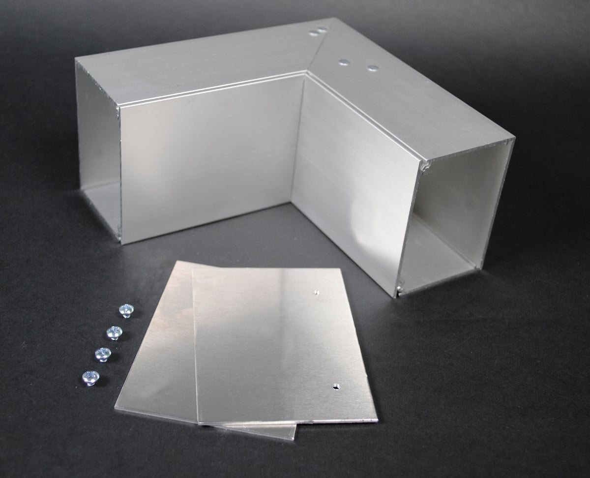 Raceway Elbow, Internal Mitered, 90 deg Bend, For Use With: ALA3800 Series Large Raceway, Aluminum, Satin Anodized, 6 in L