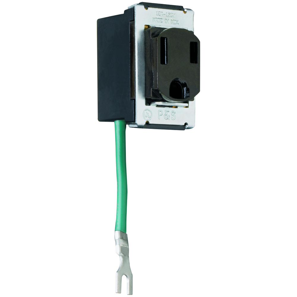 Three wire grounding receptacle, 15 amp, 125 volt, Brown.