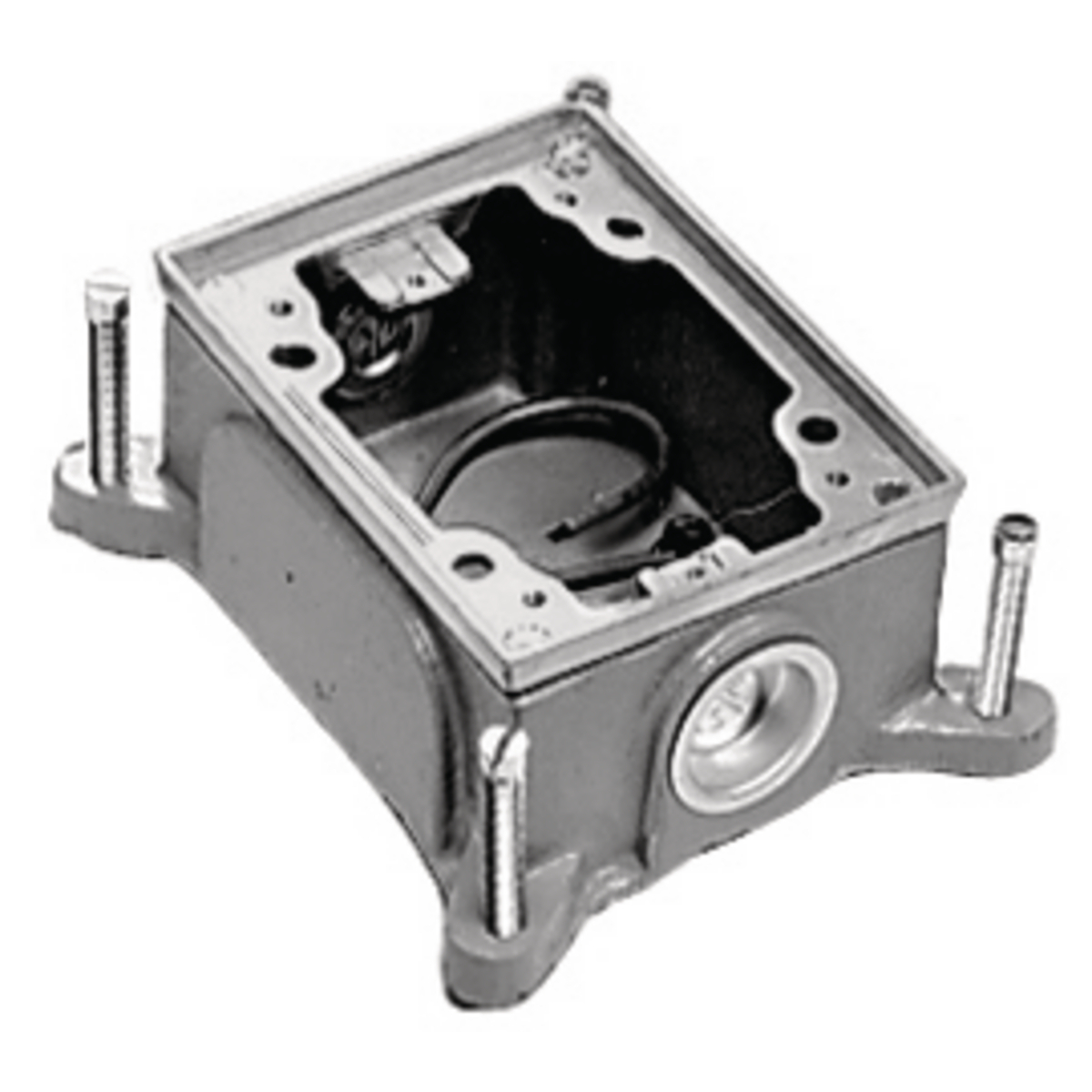 Flush Concrete Floor Box Series, 1-Gang, Rectangular, Cast Iron Box, Shallow, Semi Adjustable, Single Service, Aluminum Top
