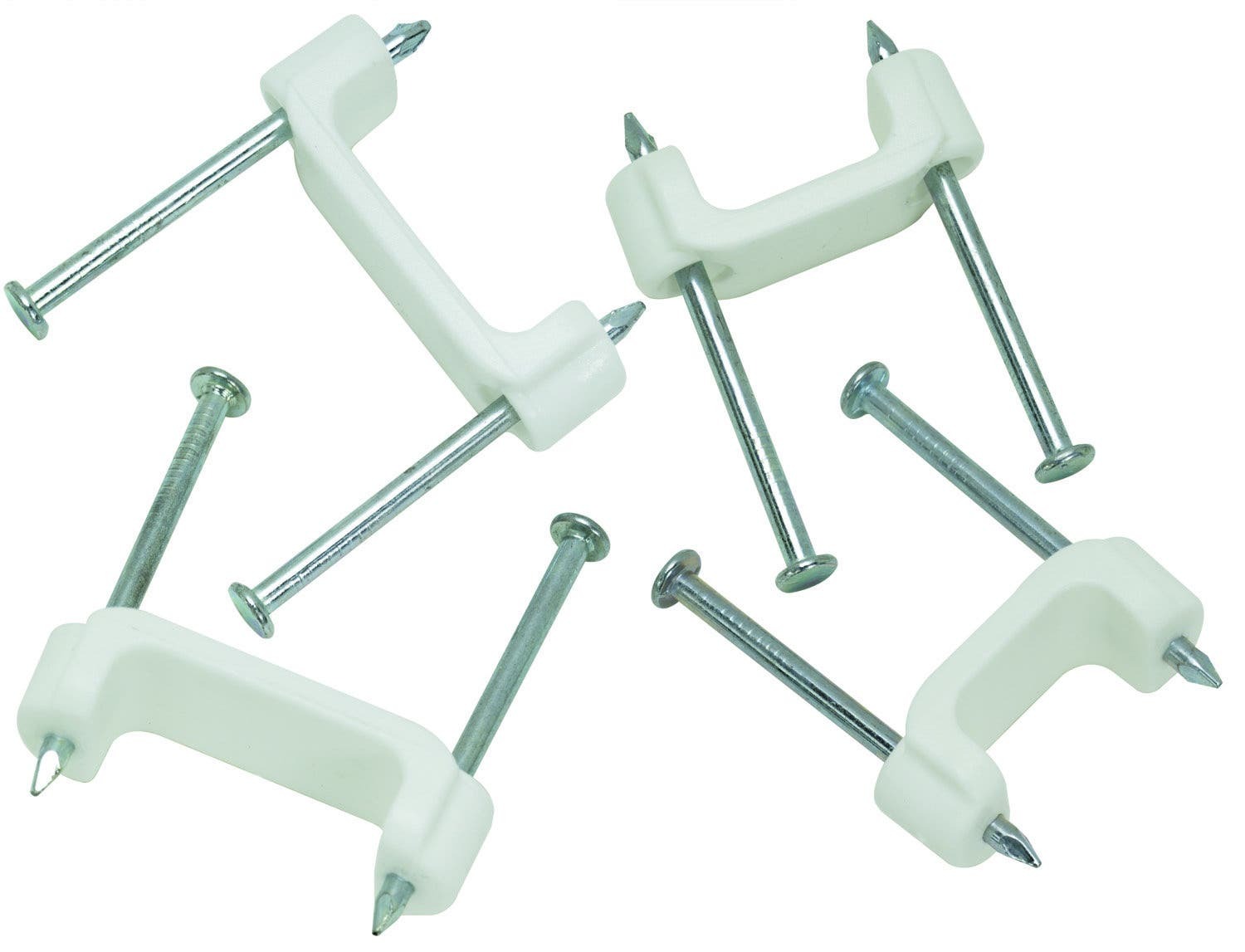 IDEAL, Cable Staple, Cable Type: ROMEX, Non-Metallic And Underground Feeder Cable, Staple Size: 1/2 IN, Material: Smooth Plastic, Color: White, Insulation: Insulated, Finish: Zinc-Plated Nails, Nail Type: Standard