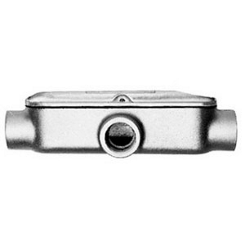 Unilet; Mogul Type T Conduit Outlet Body; 1 Inch, Malleable Iron Body, Neoprene Gasket, Triple Coat (Zinc Electroplate, Chromate and Epoxy Powder Coated)