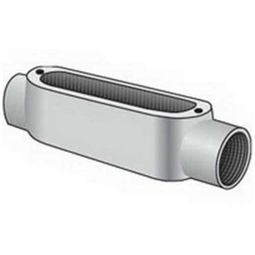 OZ-Gedney Spec 5 Type C Conduit Body, 3/4 IN Hub, Length: 6-1/8 IN, 1-5/8 IN Width, 1-5/8 IN Height, Malleable Iron, Finish: Zinc Electroplated With Aluminum Enamel, Connection: Tapered FNPT, 3 (6 AWG) Conductors, 7 CU-IN Volume, Third Party Certific
