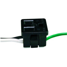 Snap-in receptacle, three wire grounding outlet with 6 leads,No. 14 AWG, 105 plastic. 15 amp, 125 volt, Black.