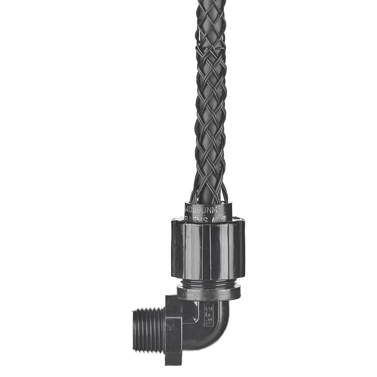 Kellems Wire Management, Deluxe Cord Grips, 90 Degree Male Non-Metallic, .625-.750", 3/4" with Mesh