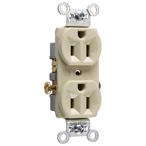 Commercial Spec Grade Duplex Receptacle Side Wire 15amp 125volt Ivory