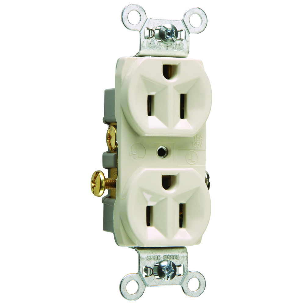 Commercial Spec Grade Duplex Receptacle Side Wire 15amp 125volt Light Almond