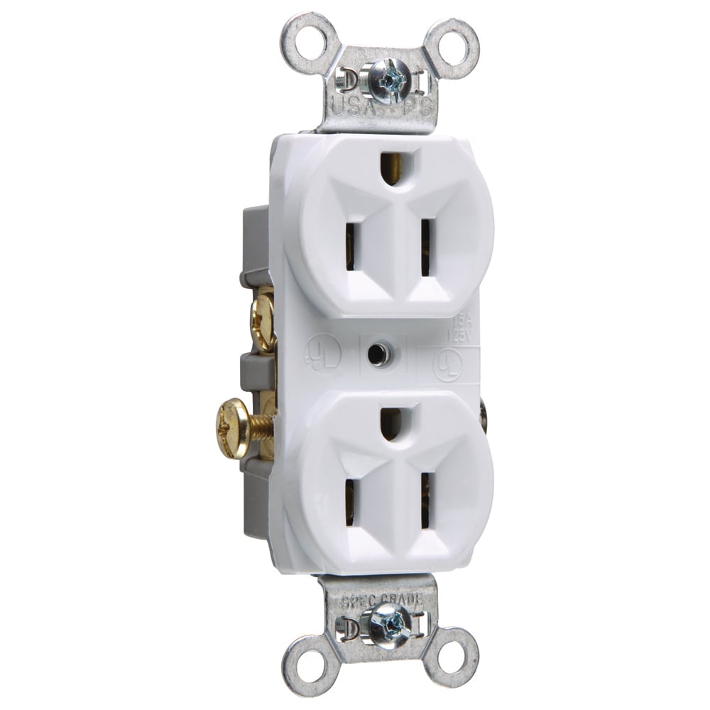 Commercial Spec Grade Duplex Receptacle Side Wire 15amp 125volt White