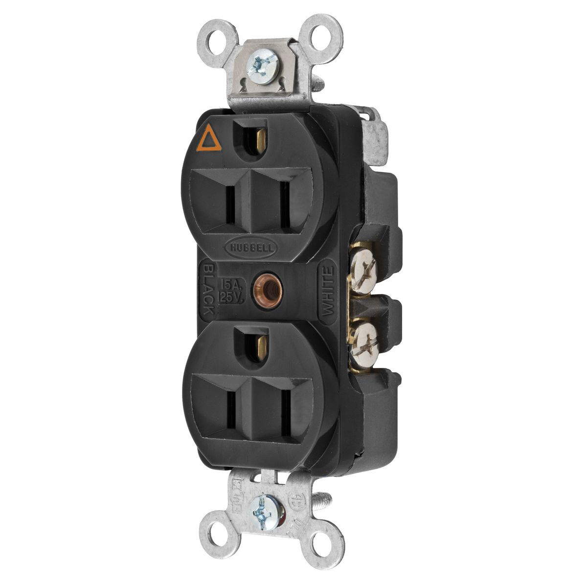 Straight Blade Duplex Receptacle, Hubbell-PRO Heavy Duty, 2-Pole 3-Wire Grounding, 15A 125V, 5-15R, Isolated Ground